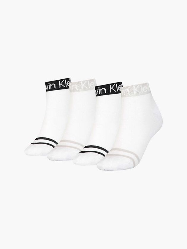 Calvin Klein USA 4 Pack Ankle Womens Socks White 1856792-XN